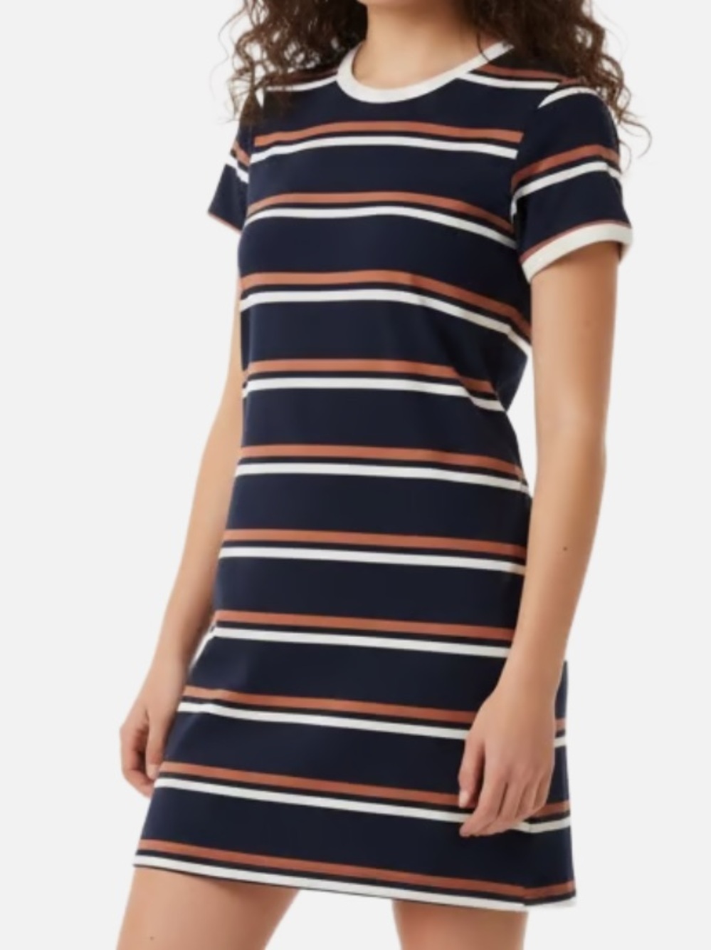 Rue21 Navy Striped Tee Dress with White and Rust Bands